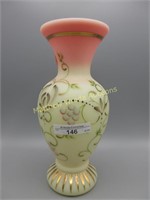 Fenton 9" hand painted burmese vase- Huggins