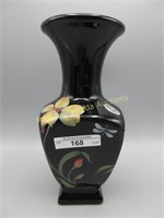 Fenton 7" hand pianted ebony square vase