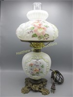 Victorian hand painted dresser lamp, crocus.