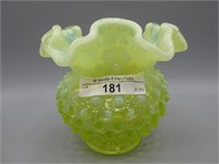 Fenton 4.5" topaz opal Hobnail ruffled vase