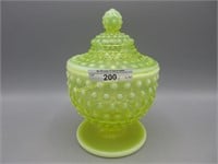 Fenton topaz opal Hobnail covered candy