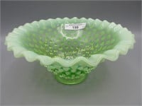 Fenton 3 x 6" green opal Hobnail CRE bowl