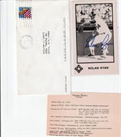 Nolan Ryan autograph on 3x5 photo card with