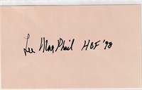 Lee MacPhail autograph on 3x5 card plus envelope