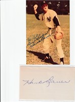 Lot, Hank Bauer autographs on 3x5 card and on 4x6