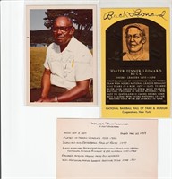 Lot, Walter Leonard “Buck” autograph on Hall of