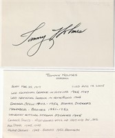 Lot, Tommy Holmes autographs on 3x5 card & on