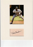 Ricky Henderson autograph on 3x5 card mounted