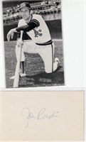 Joe Rudi autographs on 3x5 card and on postcard