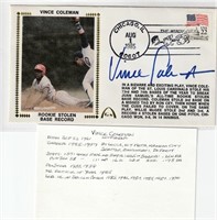 Vince Coleman autograph on Rookie Stolen base