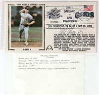 Mike Moore autograph on 1989 World Series game 4