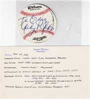 Andy Pafko autograph on 2 ½” Wilson Baseball