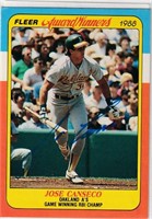 Jose Canseco autograph on Fleer 1988 Award Winners