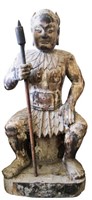 Large Chinese Wood Figure of a Guard