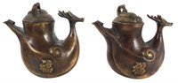 Fine Pair of Chinese Bronze Pouring Vessels