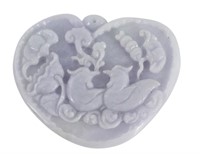 Chinese White Jade Heart-Shaped Pendant