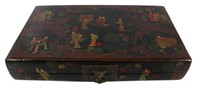Chinese Painted Black Lacquer Vellum Box