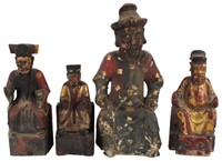 Four Chinese Parcel Gilt Lacquered Wood Figures