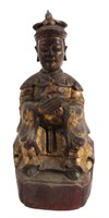 Chinese Gilt Red Lacquer Wood Priest