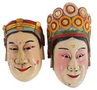 Pair of Southeast Asian Painted Wood Masks