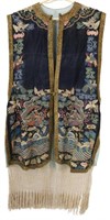 Chinese Embroidered Blue Gauze Dragon Vest