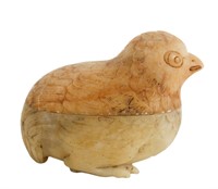 Charming Chinese Bird-Form Stone Covered Box