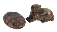 Two Chinese Jade and Stone Carvings