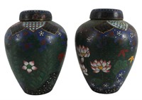 Pair of Japanese Cloisonne Enamel Covered Vases