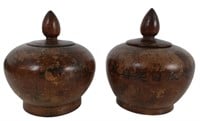 Pair of Covered Treen Stupas