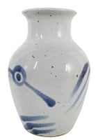 Contemporary Blue and White Earthenware Vase