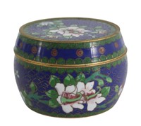 Chinese Cloisonne Drum Form Covered Box