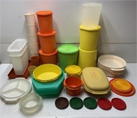 LARGE LOT OF VINTAGE TUPPERWARE CANISTERS, CUPS