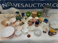 Glassware mugs and bowls