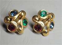 1990's Jeweled Statement Clip Earrings