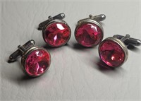 Vintage Pink Jeweled Cuff Links