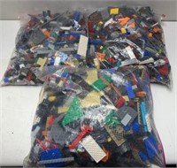 3 LARGE BAGS OF LEGO PIECES, FIGURES AND VEHICLES