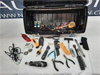tool box with  an assortment of hand tools solderi