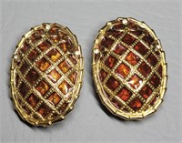 Vintage Berebi Signed Oval Clip Earrings