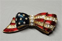 Stars and Stripes Carolee Signed Brooch