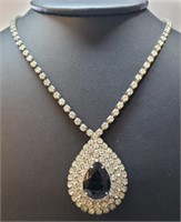 Vintage Crystal Teardrop Necklace 18"