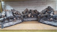 set of 3 propane gas fireplace (not tested AS IS)