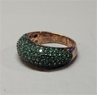 Joan Boyce Green Crystal Pave Ring Size 8