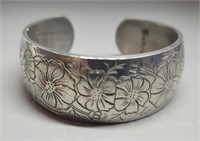 Pewter Cosmos Floral Cuff Bracelet