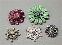 Lot of 5 Assorted Brooches