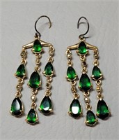 Vintage Monet Green Chandelier Earrings