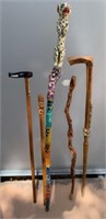 LOT OF 5 VERY UNIQUE WAKING STICKS CANES