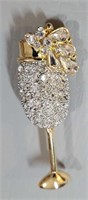 Crystal Champagne Glass Brooch