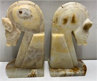 PAIR OF BEAUTIFUL MARBLE HORSE HEAD BOOKENDS