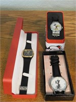 P729 (2) Mickey Mouse Watches (1) Felix Watch
