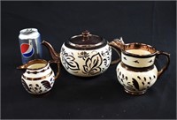 4-piece English Lustre Ware Teapot & Pitchers
